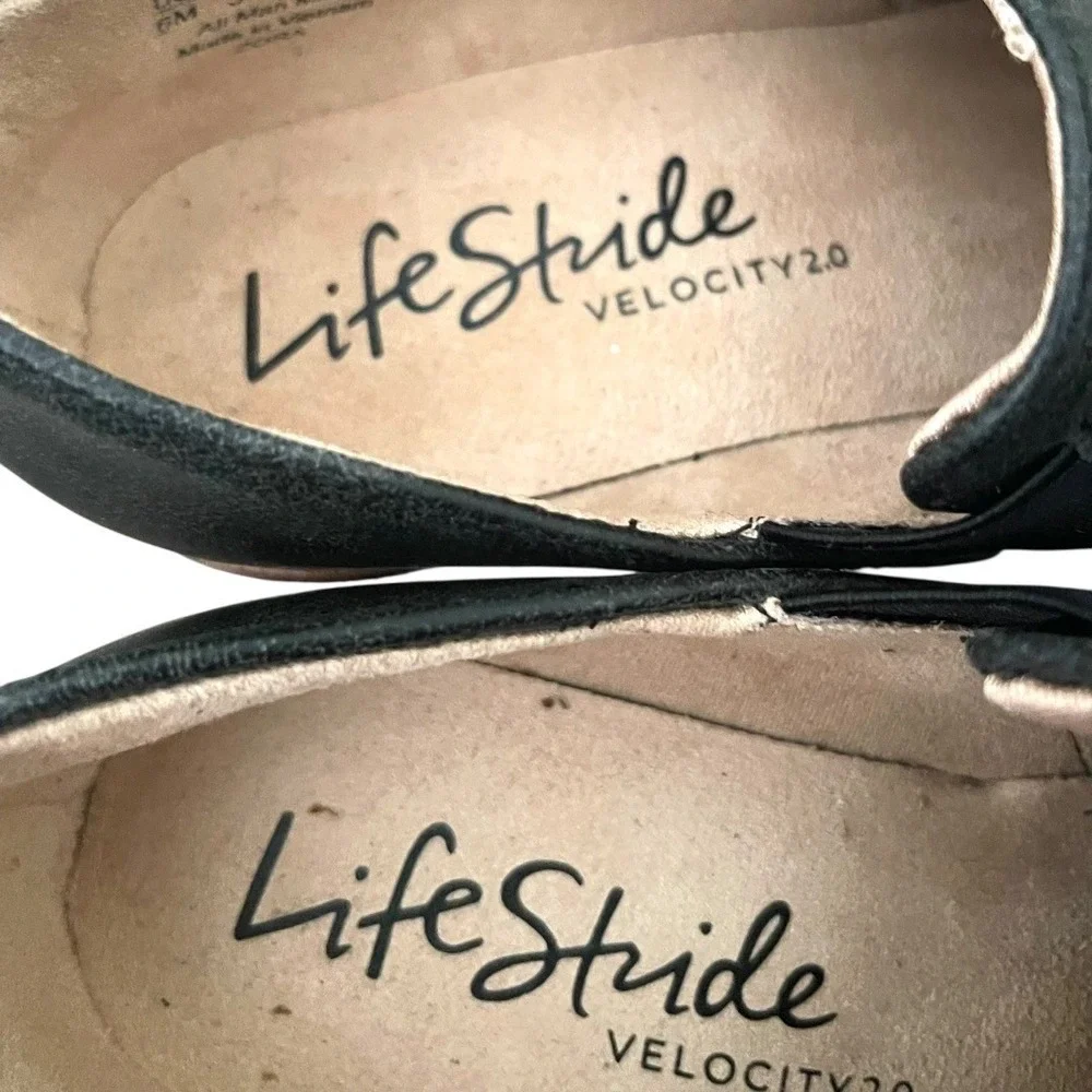 NEW LifeStride Velocity 2.0 Black Wedge Slip On Loafer Shoes Womens‎ 6